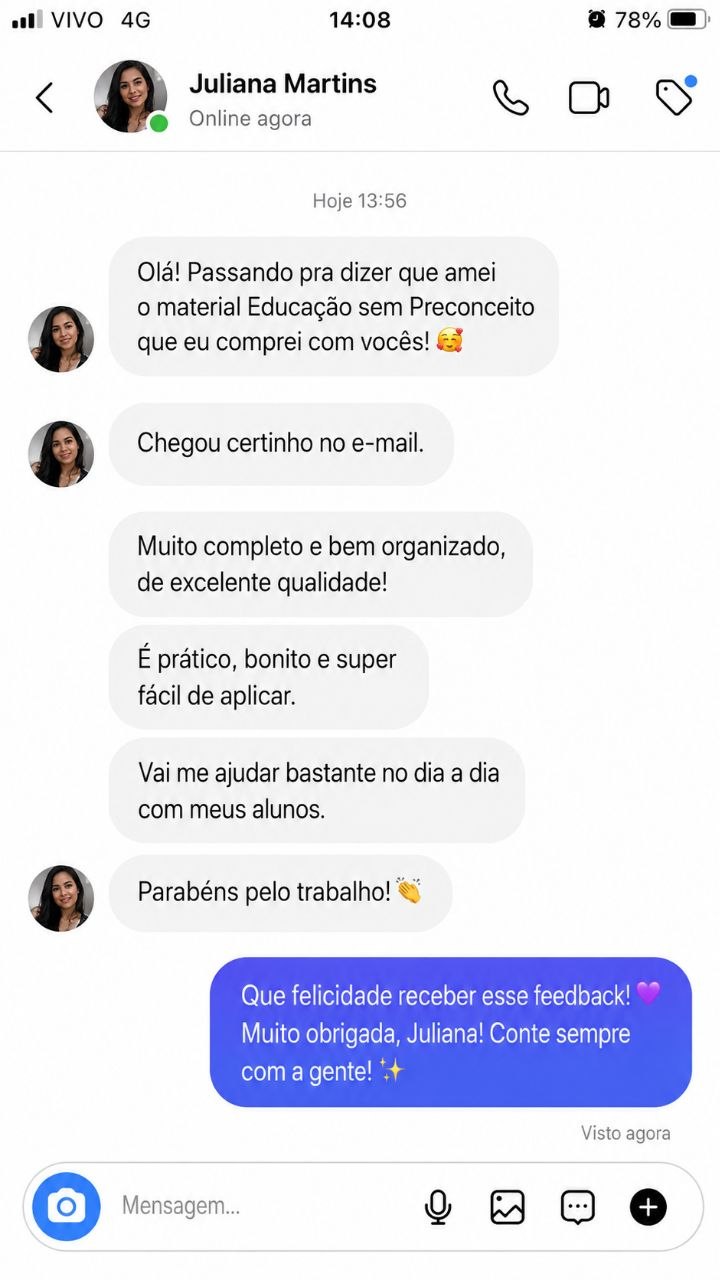 Mensagem de uma professora no Direct
